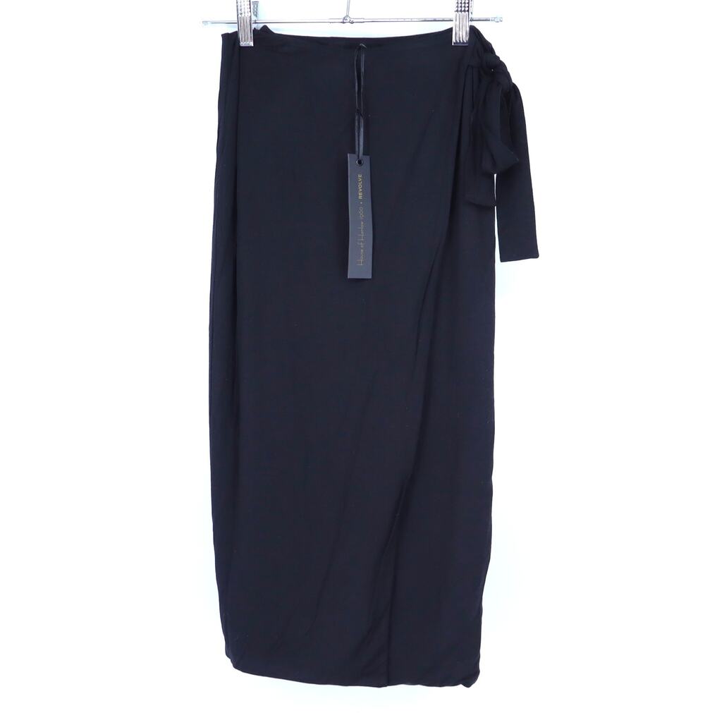 House of Harlow 1960 x Revolve Midi Wrap Skirt Black NWT Side Tie Women's XS